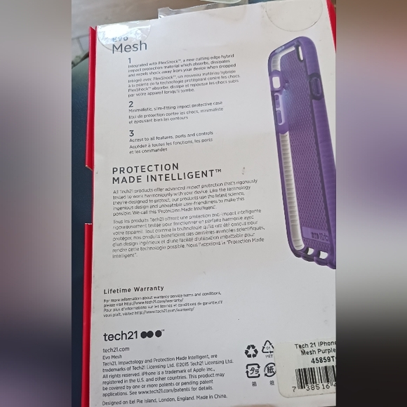 Tech 21 Evo Mesh Iphone 6/6S Case Purple/White - Picture 2 of 8